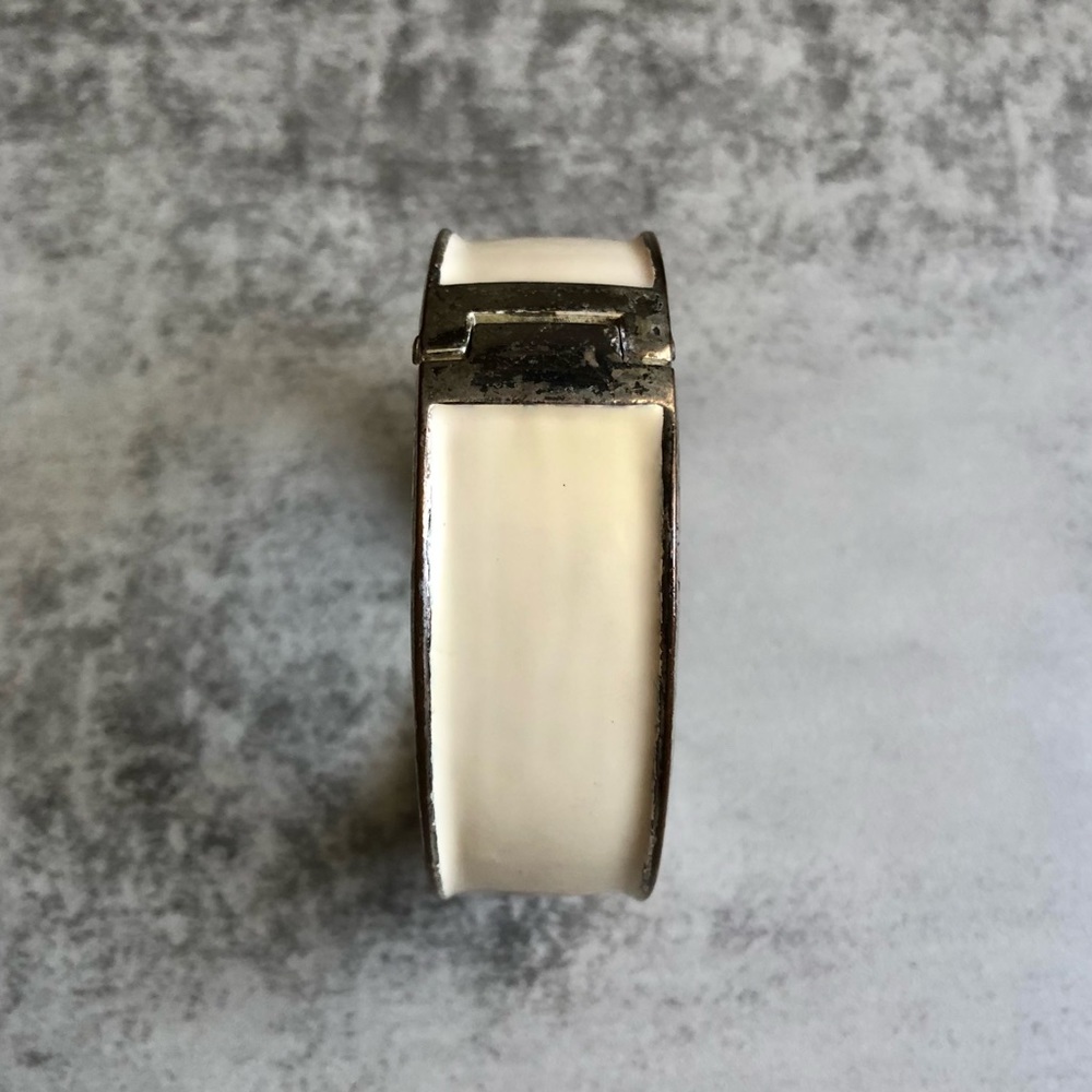 White Silver Clamp Bangle Cuff Bracelet